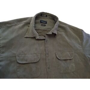 Van Heusen Soft Suede Shirt Gray Button Down Long Sleeve Mens Double Extra Large